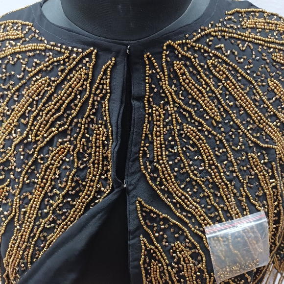 Heavy Georgette fabric beads work poncho.... - Picture 5 of 6